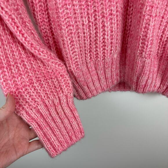 Greylin Womens Ruth Ruffle Shoulder Chunky Knit Sweater‎ in Pink Sz S | Feminine - Picture 6 of 15